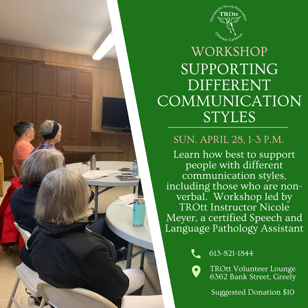 Workshop on Supporting Different Communication Styles  on April 28 2024 at TROtt